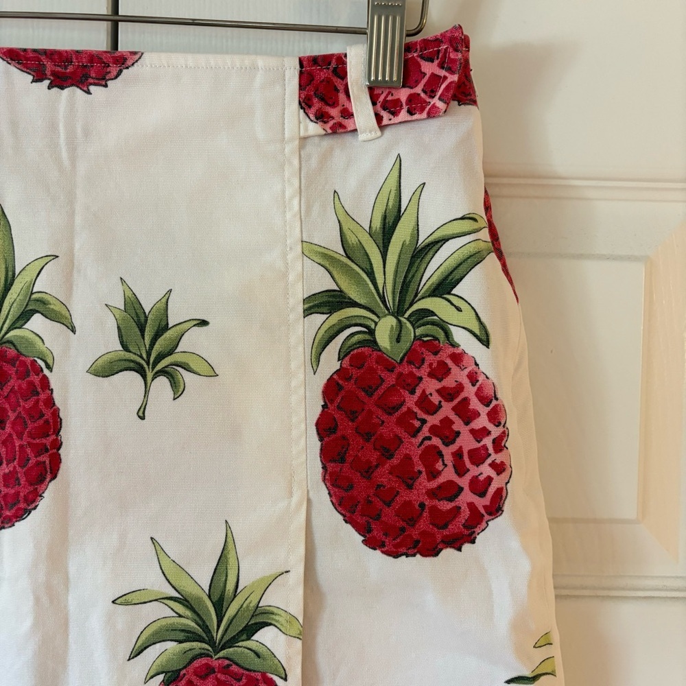 Talbots Stretch Ivory Pink Pineapple Skirt 8 Preppy Vacation Resort Summer Whim - Picture 2 of 7